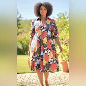 Jude Connally Colorful Floral Midi Dress
